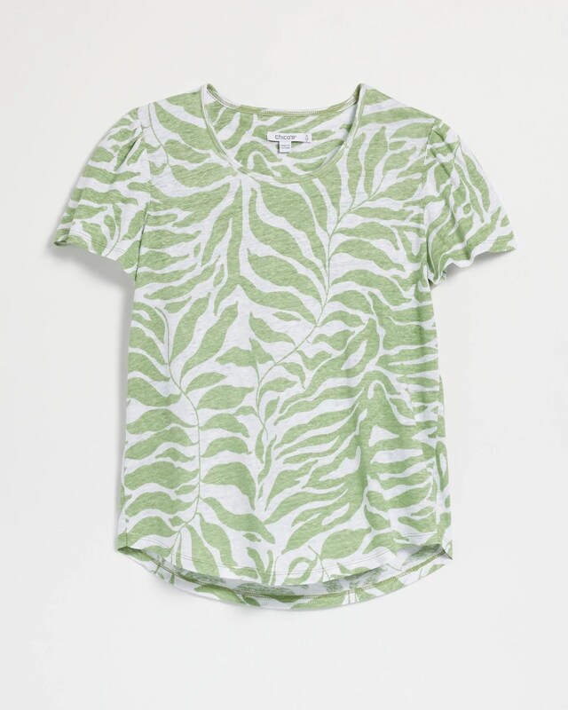Leaves Linen Flutter Sleeve Tee - image 5
